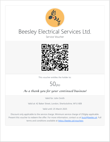 BEELEC service vouchers example